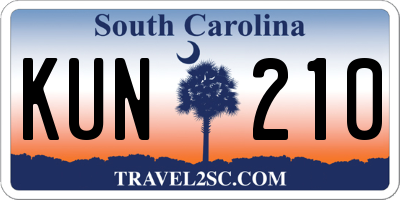 SC license plate KUN210