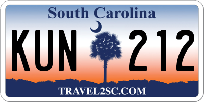 SC license plate KUN212