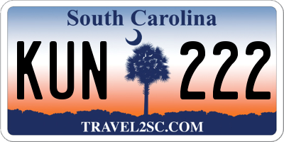 SC license plate KUN222
