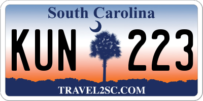 SC license plate KUN223