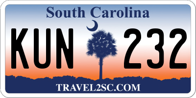 SC license plate KUN232