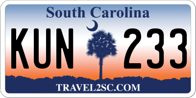 SC license plate KUN233