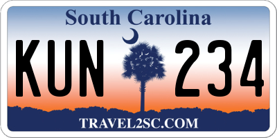 SC license plate KUN234