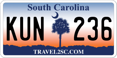 SC license plate KUN236