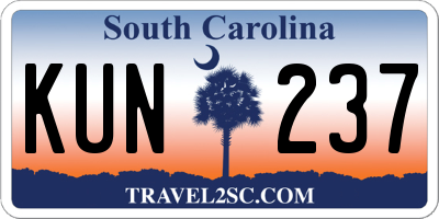 SC license plate KUN237