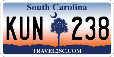 SC license plate KUN238