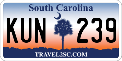 SC license plate KUN239
