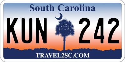 SC license plate KUN242