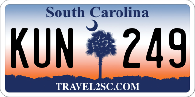 SC license plate KUN249