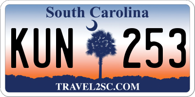 SC license plate KUN253