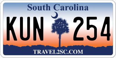 SC license plate KUN254