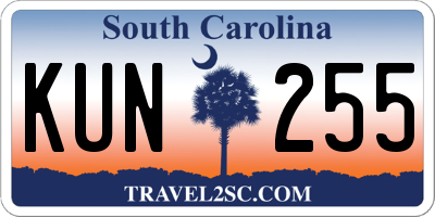 SC license plate KUN255