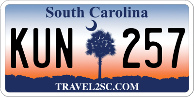 SC license plate KUN257