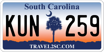 SC license plate KUN259