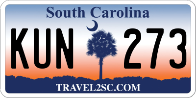 SC license plate KUN273