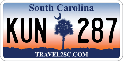 SC license plate KUN287