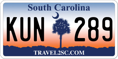 SC license plate KUN289