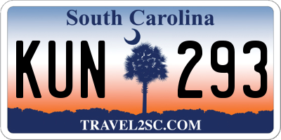 SC license plate KUN293