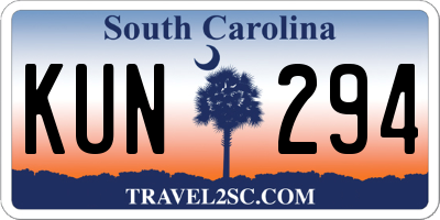SC license plate KUN294