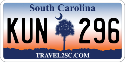 SC license plate KUN296