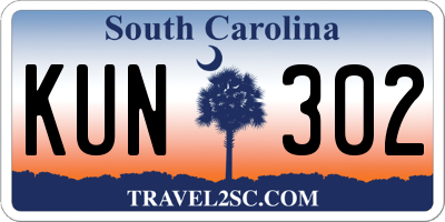 SC license plate KUN302
