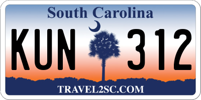 SC license plate KUN312