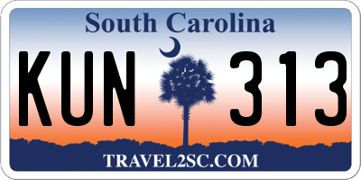SC license plate KUN313