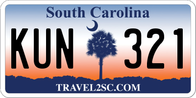 SC license plate KUN321