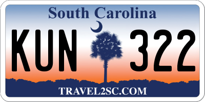SC license plate KUN322