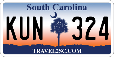 SC license plate KUN324