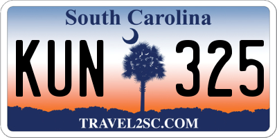 SC license plate KUN325
