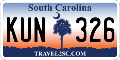 SC license plate KUN326