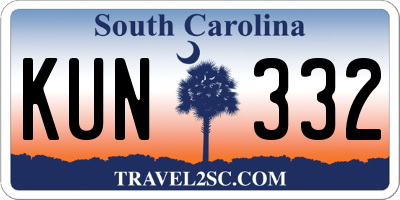 SC license plate KUN332