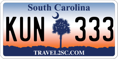 SC license plate KUN333
