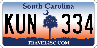 SC license plate KUN334