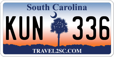 SC license plate KUN336