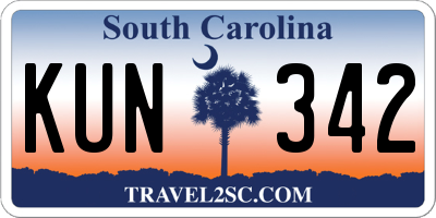 SC license plate KUN342