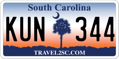 SC license plate KUN344