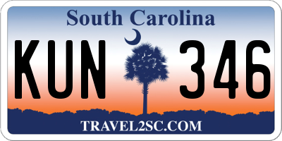 SC license plate KUN346
