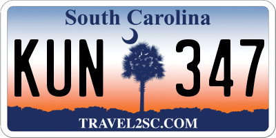 SC license plate KUN347