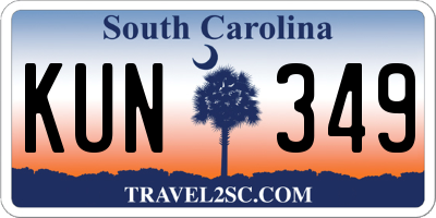 SC license plate KUN349