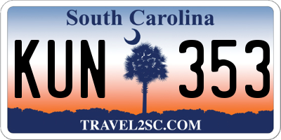SC license plate KUN353