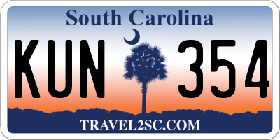 SC license plate KUN354