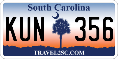 SC license plate KUN356