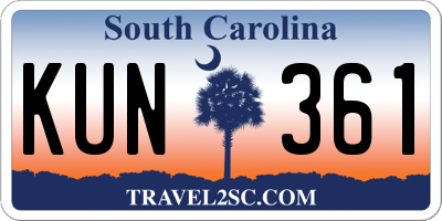 SC license plate KUN361