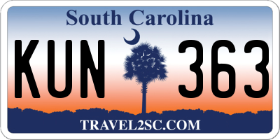 SC license plate KUN363