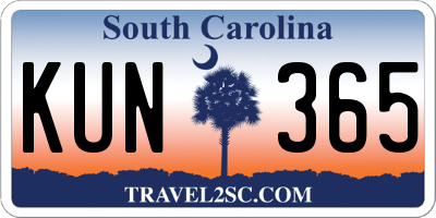 SC license plate KUN365