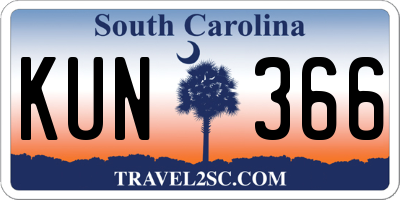 SC license plate KUN366
