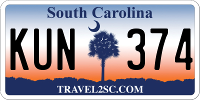 SC license plate KUN374