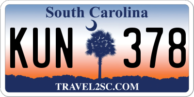 SC license plate KUN378